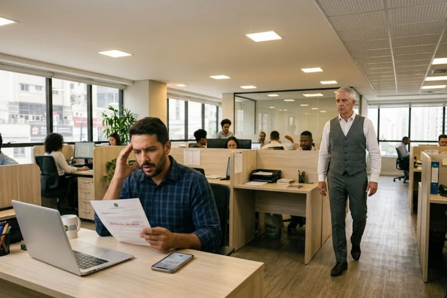 Empregado analisa alteração salarial após entrar com ação trabalhista contra a empresa
